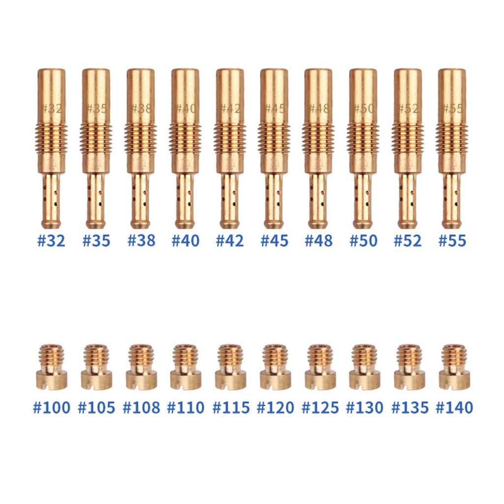 30pcs/Pack Compatible for PWK PE CVK Motorcycles Carburetor Main Jets Slow Pilot Idle Jets Injector Nozzle Pilot Jet Kit