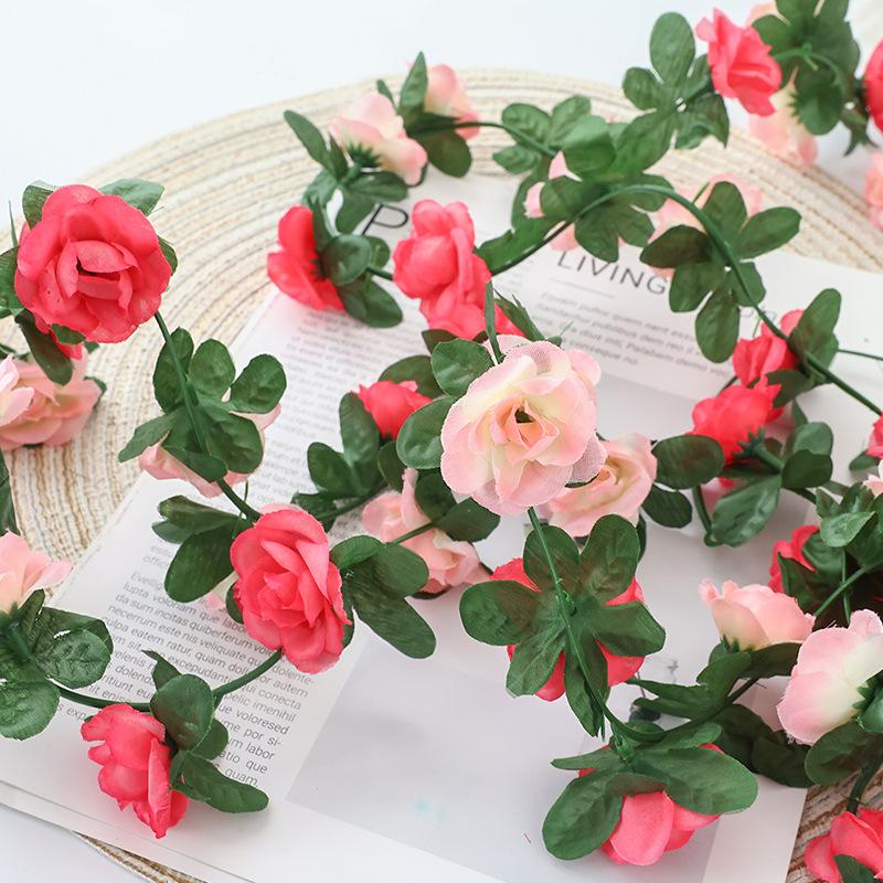 250CM Rose Artificial Flowers Christmas Garland for Wedding Home Room Decoration Spring Autumn Garden Arch DIY Fake Plant Vine