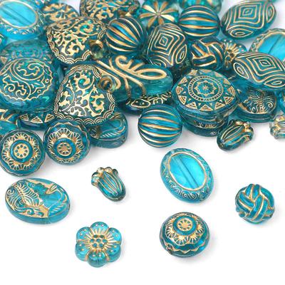 Baroque Vintage Acrylic Beads Gold Trace Loose Charms for DIY Necklace Bracelet 500g