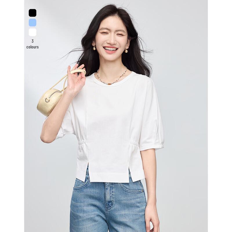 

Women s French Style Cotton Split Hem Half Sleeve T-Shirt 2XL