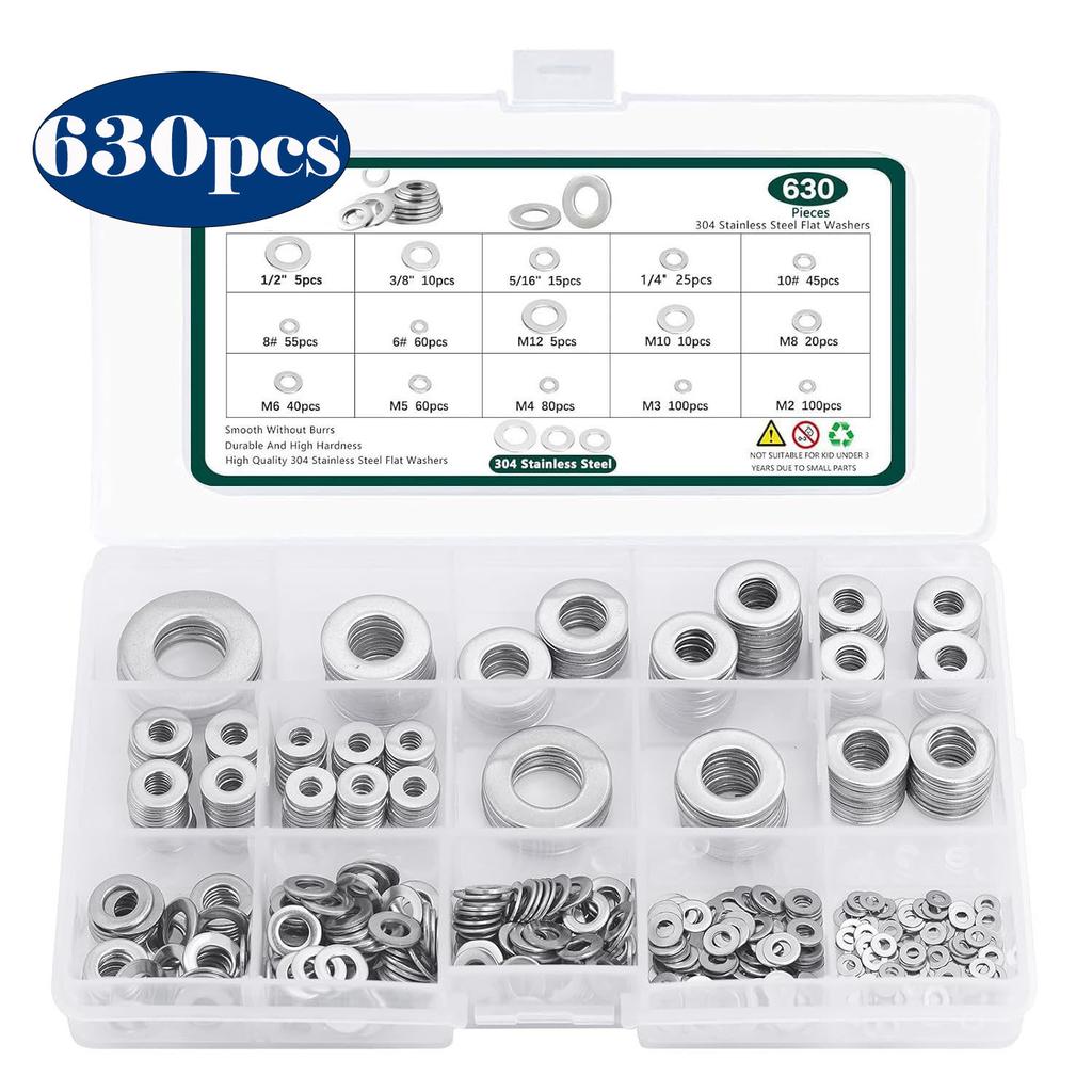 520pcs580pcs620pcs684pcs180pcs360pcs900pc Flat Washer Set 304 Stainless Steel