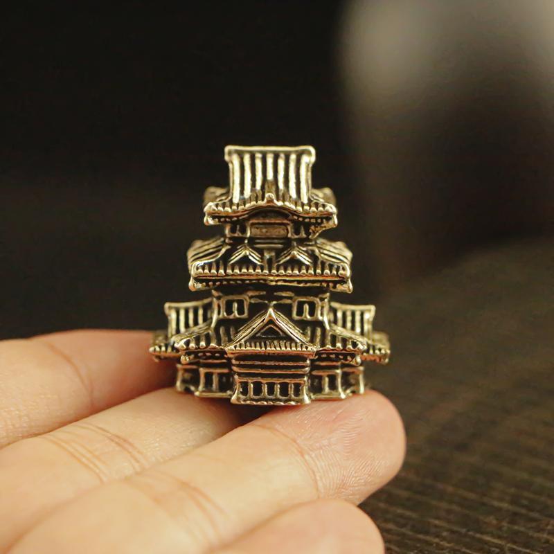 Brass Ancient Architecture Figurines Home Decor Chinese Ancient Buildings Pavilions Fairy Garden Miniatures Fish Tank Decoration