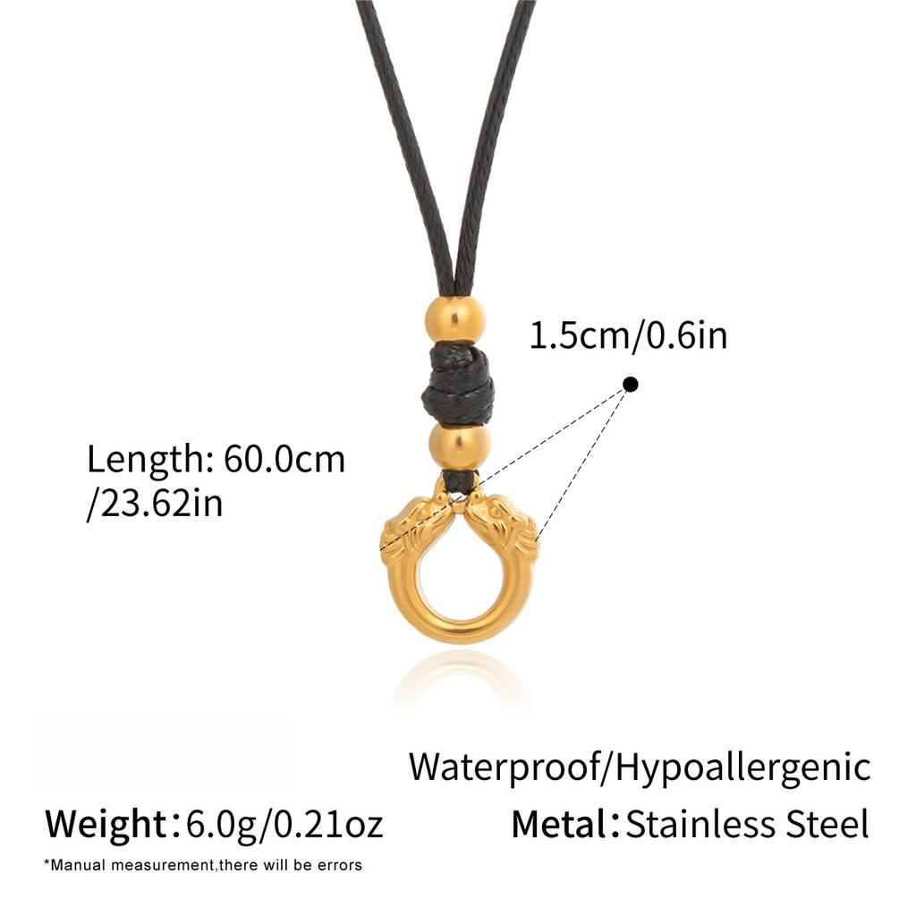  Minimalist Geometric Pendant Leather Cord Necklace High Quality PVD Plated Stainless Steel Collar Popular Jewelry Daily