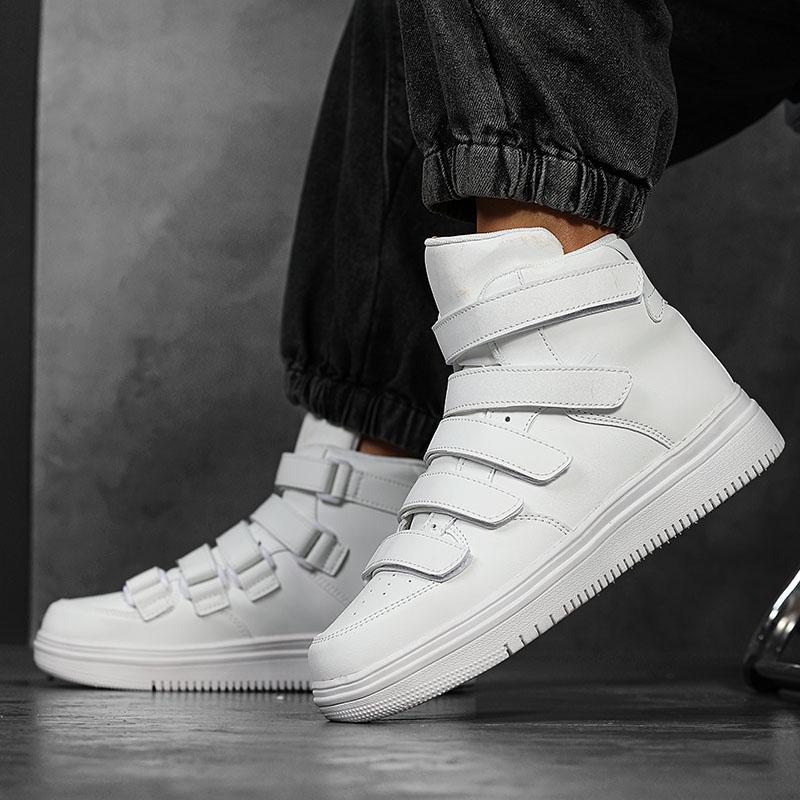 2024 Brand Men High Top Shoes Fashion Red Mens Sneakers Leather Casual Breathable Skateboard Sneakers Men Flat Vulcanized Shoe