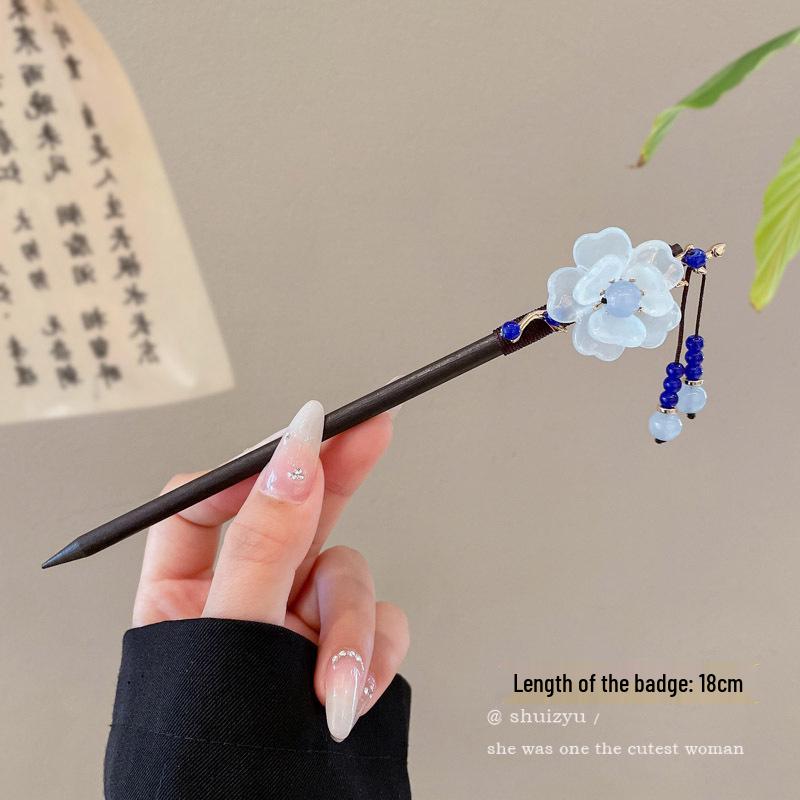 Elegant Retro Tassel Hairpin for Hanfu Updo - Women's Chinese Style Metal Hair Clip