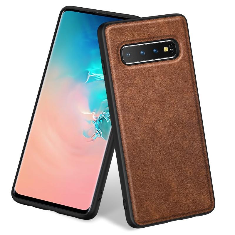 

Phone Case for Samsung Galaxy S10 Plus,PU Leather Coated TPU+PC Retro Back Cover Brown