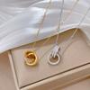 Double Ring Full Diamond Minimalist Furnace Real Gold Necklace Female Collarbone Chain Accessories
