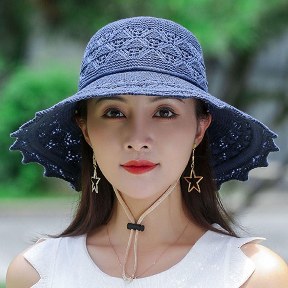Hollow Out Women Fisherman Hat Crochet Bucket Hat Casual Sunshade Hat Hiking