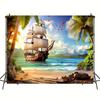 Beach Island Pirate Ship Background Photo Props, Party Home Decor, Party Wall Decor, Birthday Party Background Decor
