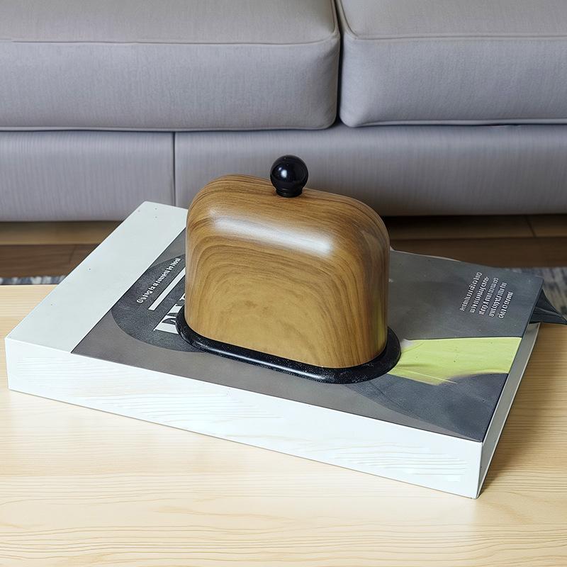 Vintage Simple Walnut Color Tissue Box Household Cat Wood Living Room Storage Carton Wooden Tissue Storage Box