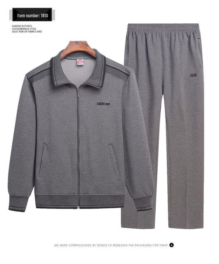 Men's Spring and Autumn Sports Suit for Middle-aged and Elderly – Grandpa Casual Two-Piece Set