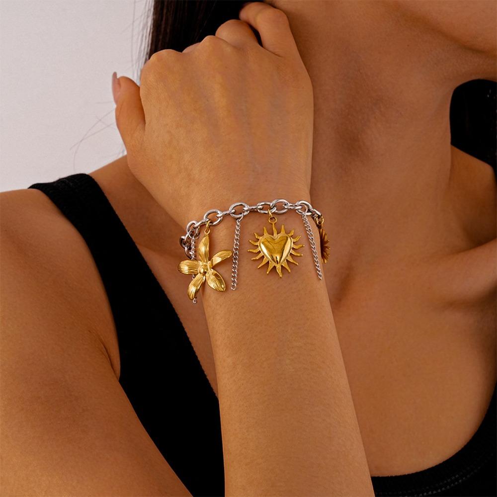 Beach Sea Series Starfish Steel Bracelet Ocean Animal/Flower Starfish Hand Chain  Girls Couple
