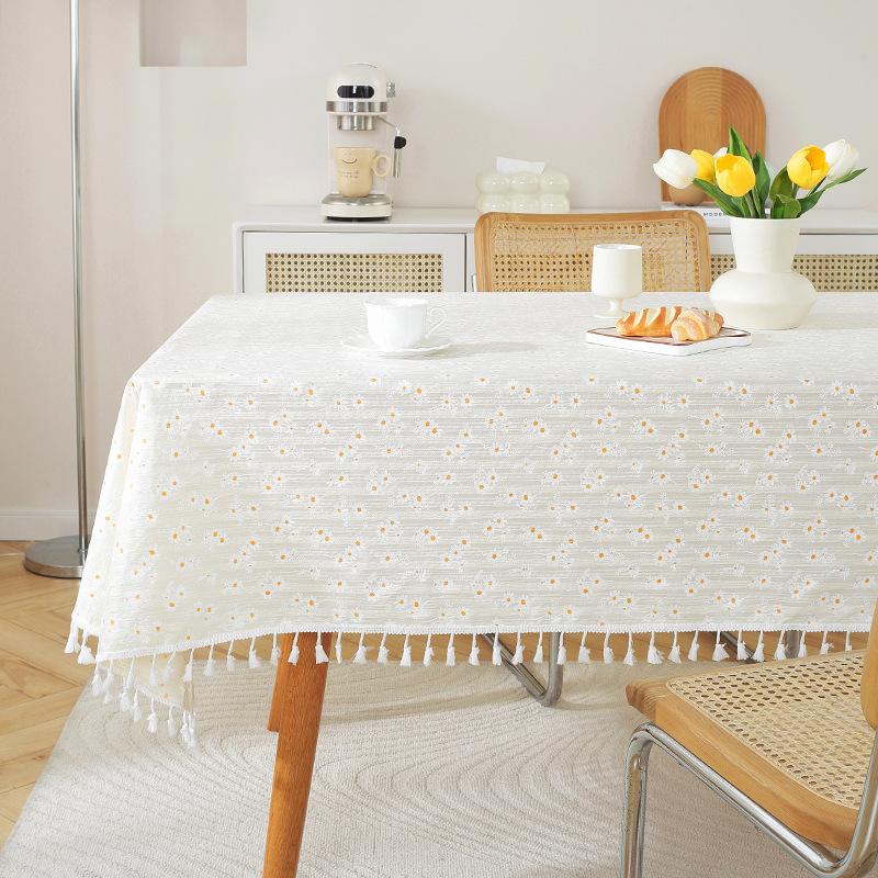 Pastoral Small Fresh Lilac Embroidered Tablecloth Geometric Rectangular Cover Towel Coffee Table Table Cloth Cover Cloth