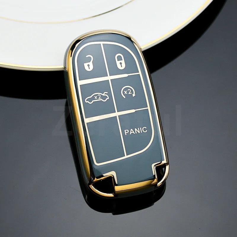 For Jeep Renegade Compass Grand Cherokee For Chrysler 300C Wrangler Dodge Tpu Car Key Cover Case Fob Shell Holder Accessaries