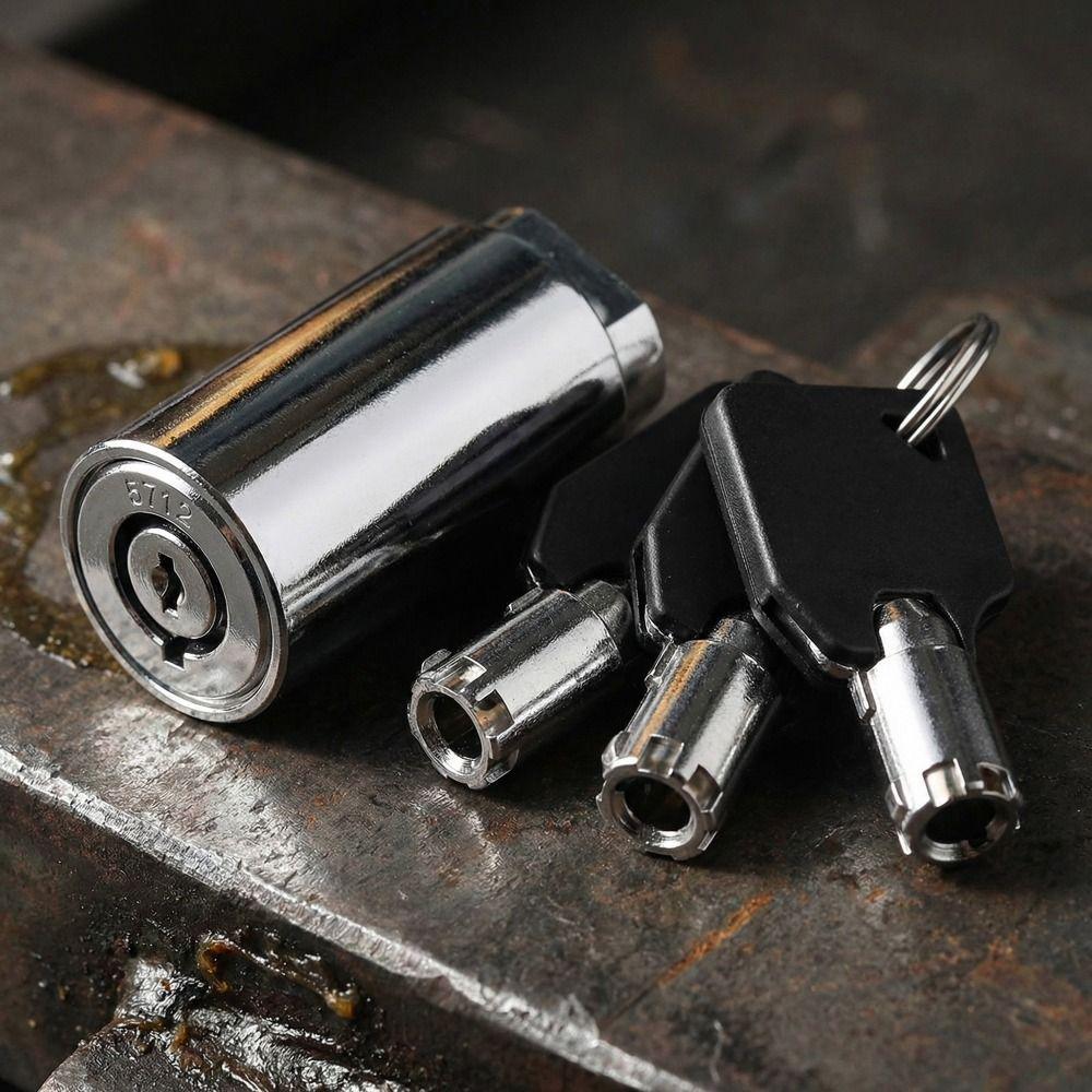 Zinc Alloy Vending Machine Lock Cylinder 38×19mm with 3 Keys Zinc Alloy Lock Cylinder Safe Chrome Color Lock Cylinder
