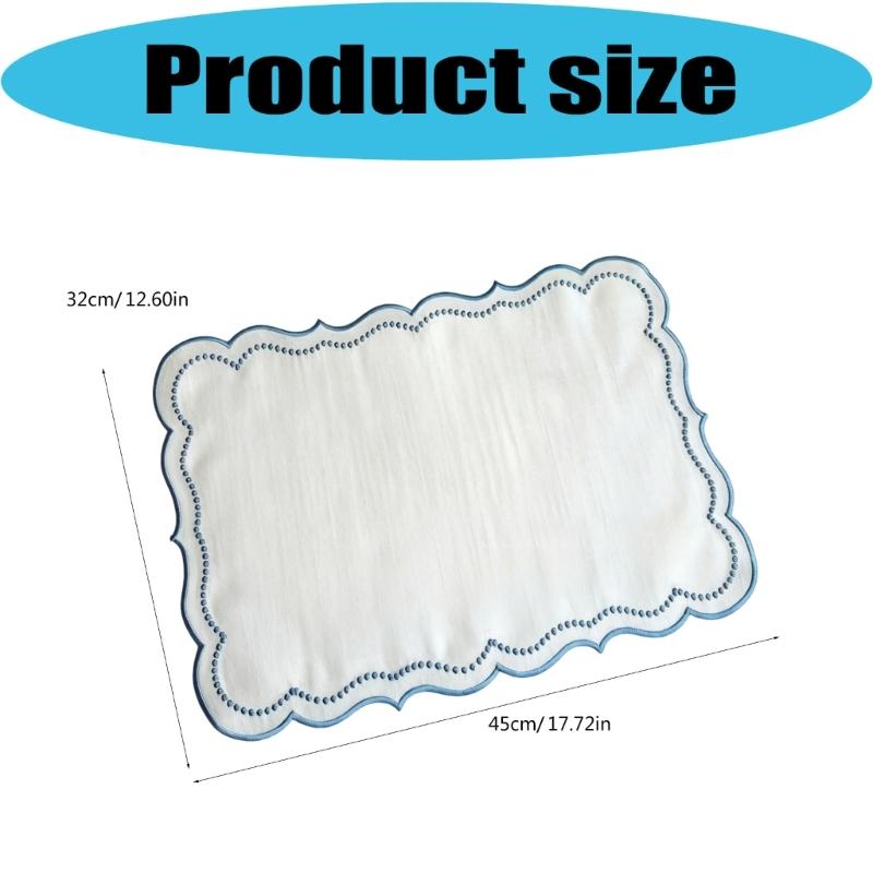 Modern Rectangular Embroidered Polyester Placemat Embroidery Machine Washable Table Mat For Family Gatherings