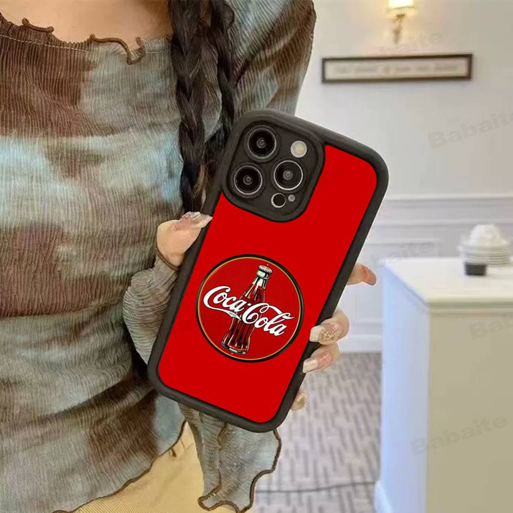 C-COCA Logo C-COLA Silicone Soft Phone Case For IPhone 17 16 14 13 12 11 15 Pro Max Plus Air Cover