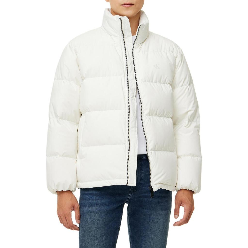 Calvin Klein Minimalist Comfortable Versatile Casual Stand Collar Zipper Down Jacket Men Outerwear White J326958-YBI