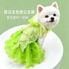 Haustierkleid Hunde Katzen Prinzessinnenstil Grünes Spitzen-Schmetterlingskleid Klein bis XXL