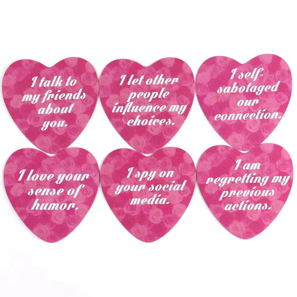 8,5 x 8,5 cm Liebesgeständniskarten, 55 Stück herzförmige Orakelkarten für Verliebte mit Bedeutungen darauf