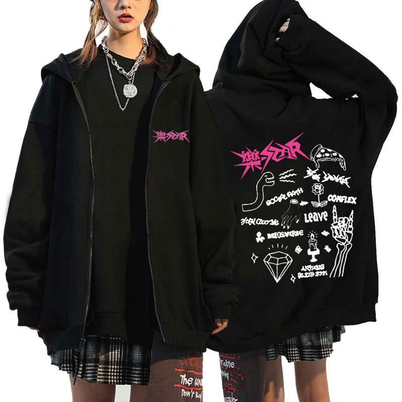 Stray Kids K-Pop Star Harajuku Print Loose Zipper Hoodie