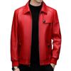 Autumn red leather leather jacket men's lapel suede jacket locomotive men's business jacket solid color leather jacket