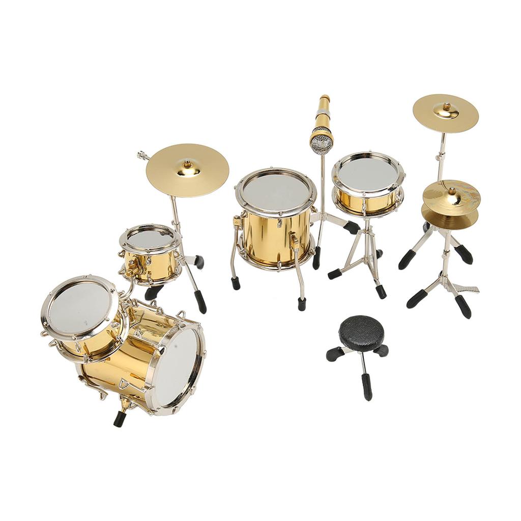 8 Pcs Mini Drum Kit Model Metal Attractive Decorative Vivid Style Dollhouse Instruments Model for