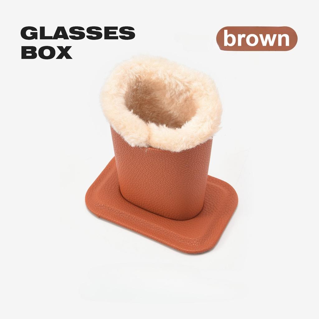 1 Stück Plüsch-Brillenetui mit Deckel - Brillen-Aufbewahrungsbox, Kratzfester Brillenhalter mit Deckel, Kompatibel mit Brillen