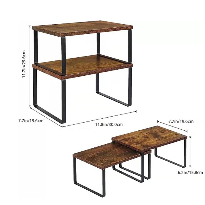 

2 кухонная настольная полка для хранения Органайзер, тяжелый и прочный, высокая несущая способность, подходит для приправ, посуды, кастрюль, банок M&2-tier коричневый