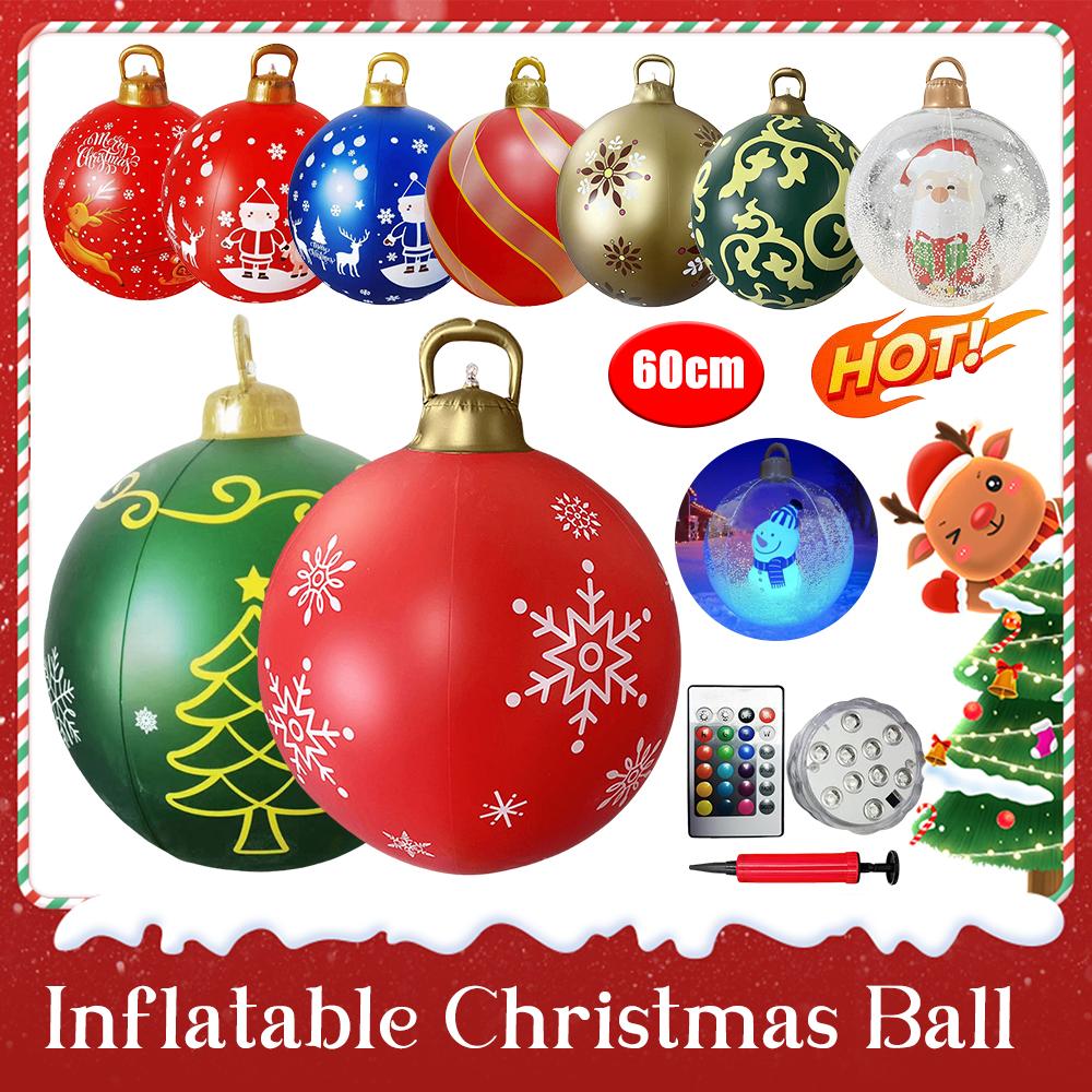 24 Inch Inflatable Christmas Balls New Years Christmas Ornaments with Light and Remote Christmas Decorations Ball Holiday Decor