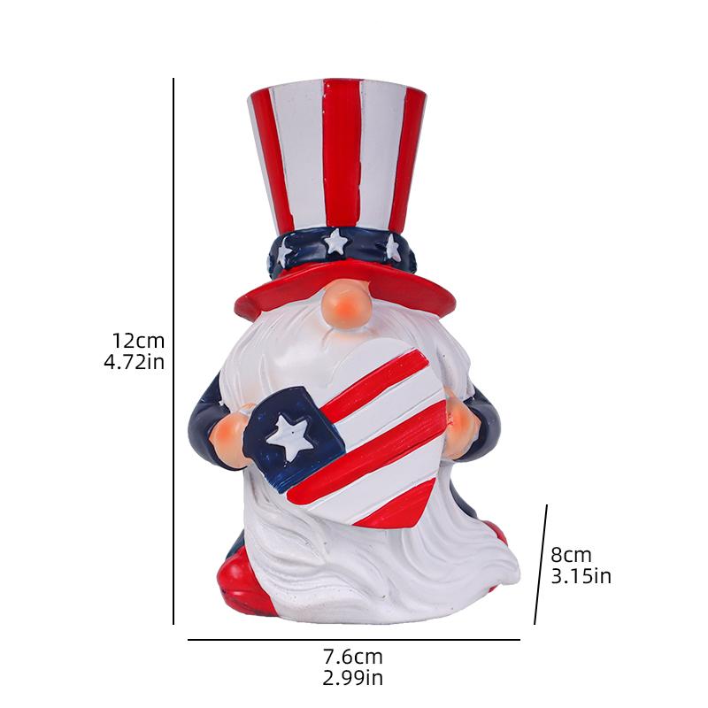 Creative Star-Spangled Gnome Resin Statue with Top Hat Design, Perfect 4th of July Gift
