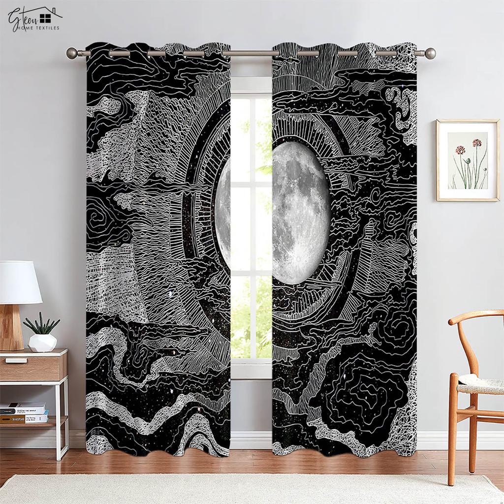 Cosmic Starry Sky Curtains Milky Way Meteor Starry Sky Sunset Dreamy Colorful Bedroom Living Room Children's Room Curtains 2PCS