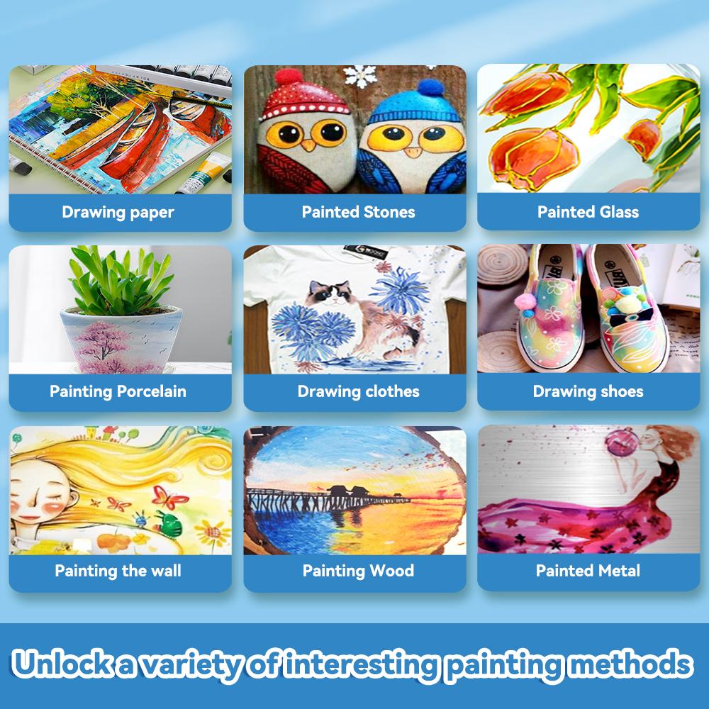 12colors/Set Acrylic Pigment With Brush Palette Small Box Beginner Children's Hand Painted Graffiti Coloring Paint Painting Tool