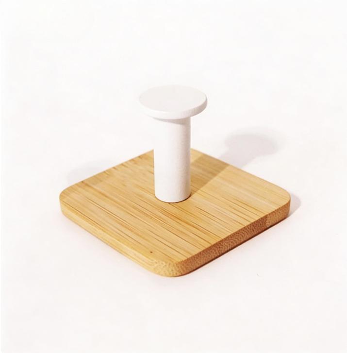 

1 Pc Bamboo Wood Wall Hook - Adhesive Hanger for Clothes, Keys & Kitchen Gadgets, Home & Bathroom Organizer