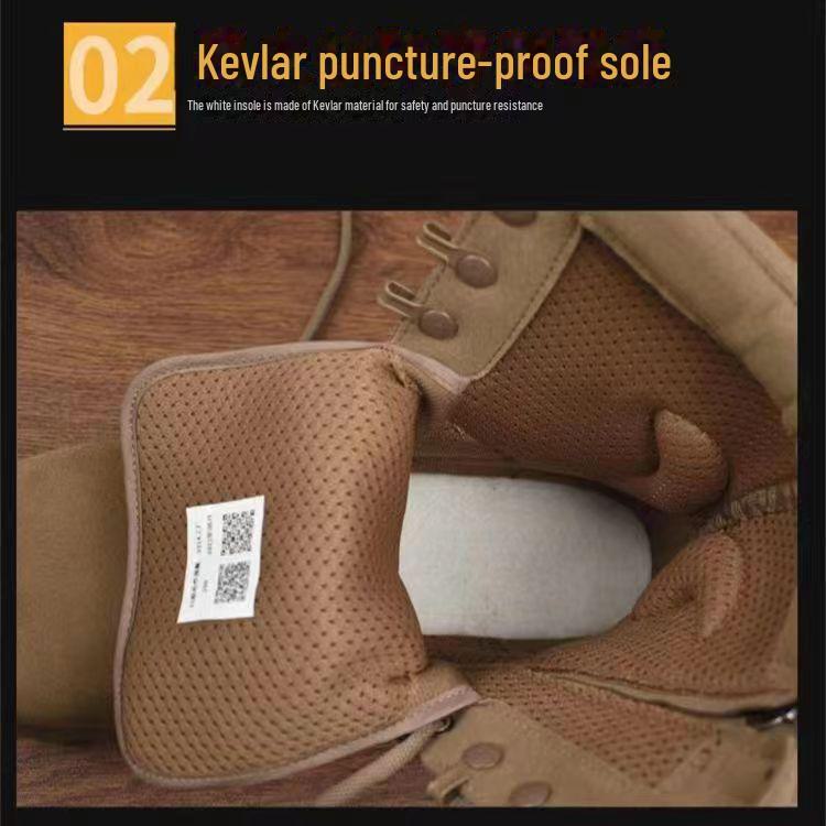 Ultra-Light Brown High-Top Waterproof Work Boots: Trendy, Wear-Resistant, Non-Slip for Mountaineering & Outdoor Use