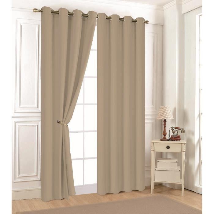 Rideau - Aveline - Taupe - 140 x 240 cm - 100% Polyester - Œillets Rondes