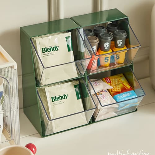 2-Compartment Upright Break Room Coffee Condiment and Cup Storage Organizer, Coffee Condiment Organizer Holder, Coffee Condiment Caddy Cup Storage Hol