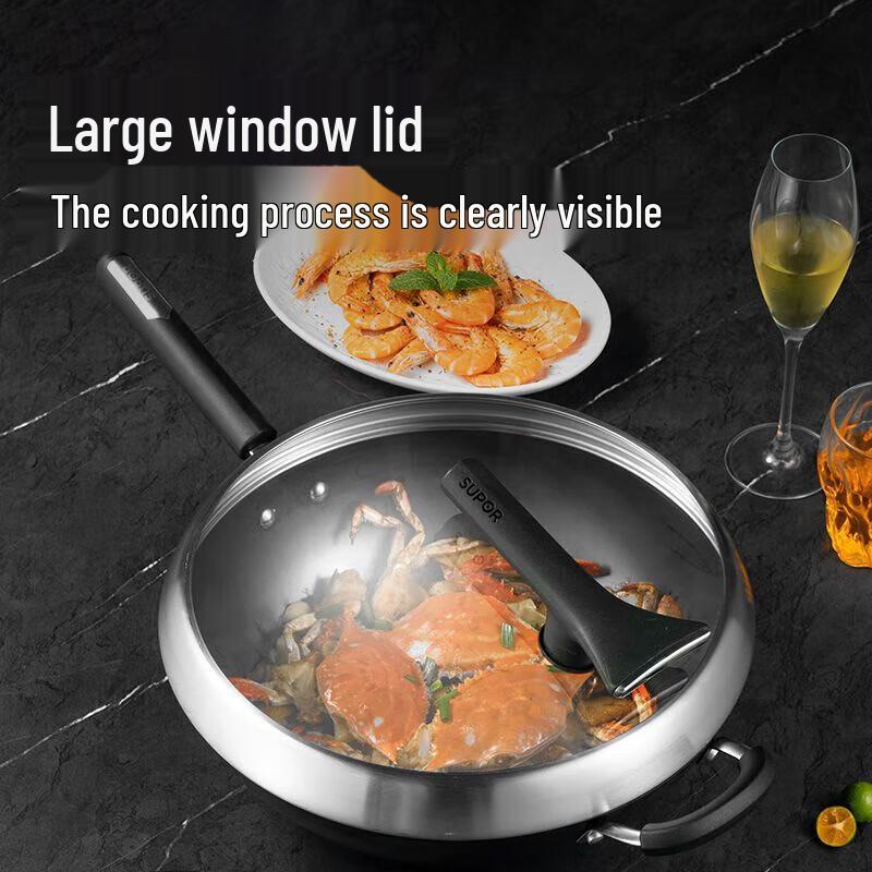 SUPOR 32cm Cast Iron Flat Bottom Wok