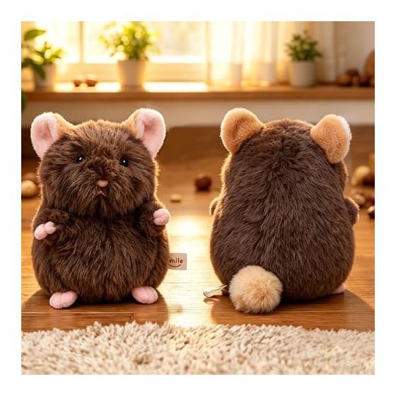 Mascot Hamster Cute Stuffed Toy Chewy Soft Squeezable Stress Relief Healing Goods Interior Amulet Portable, Total Length Approximately 10cm