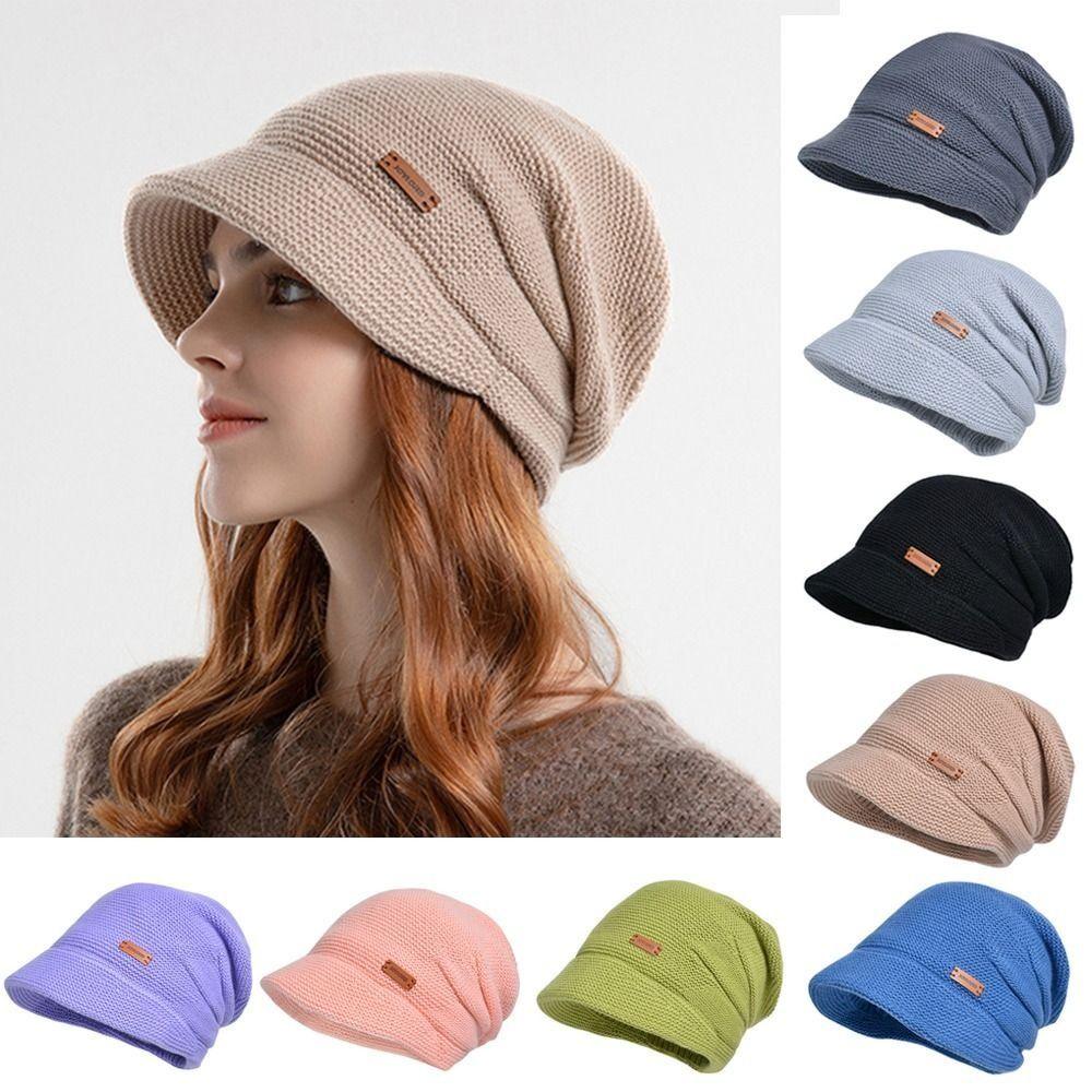 Short Brim Beanies Fleece Lined Ear Protection Fashion Knitted Hat  Autumn Winter