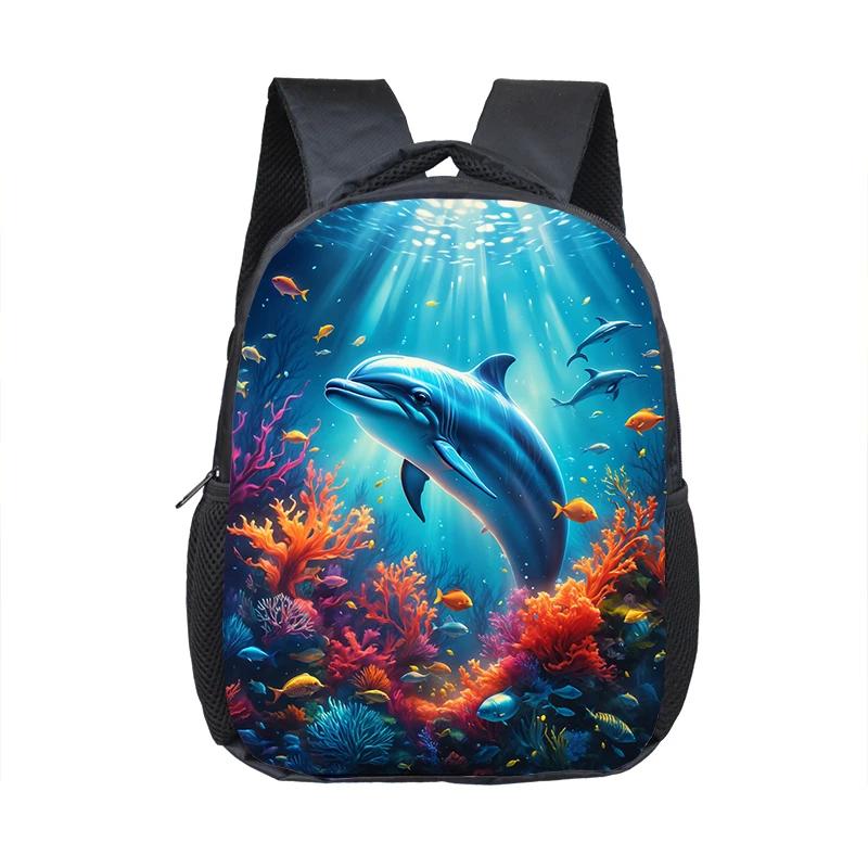 Dolphin / Turtle / Octopus/ Starfish Print Backpack for Children Marine Organism Schoolbags Toddler Kindergarten Daypack Bookbag