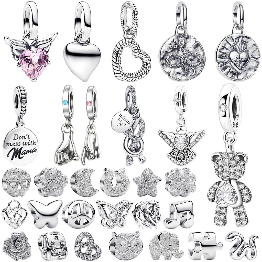 925 Silver Pendant Charms Coin Seal Monkey Bear Butterfly Rose Heart Beads DIY Bracelets Necklaces Fine Jewelry Gifts