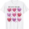 Retro Candy Heart God Says You Are Cute Jesus Valentines Day T-Shirt