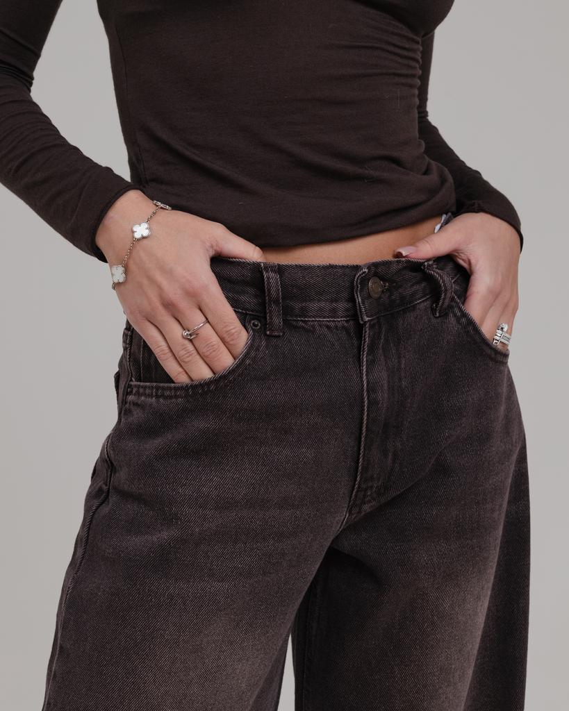 Джинсы широкие Its Basic 3096 36 коричневые