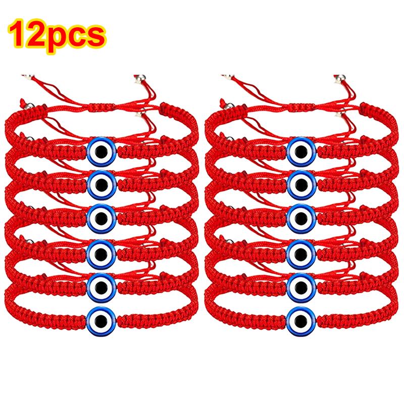 12Pcs/Set Handmade Turkish Lucky Evil Eye Bracelets For Women Men Blue Eyes Braided Red Rope Lucky Bracelet Friendship Jewelry