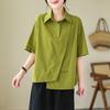 Pure Cotton Shirt for Women In Summer Korean Version Loose Casual Splicing Stylish and Slimming Shirt Women's Top