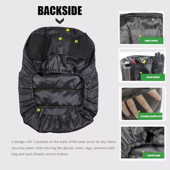 Xiaobudian Lawn Mower Seat Cover with Mesh Pocket, Waterproof Tractor Protector, Heavy Duty Riding Protective