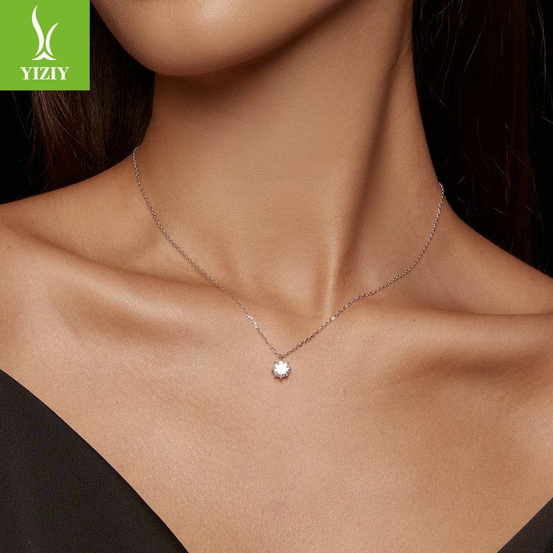Simple 80 Points Shining Mozzarella Diamond Necklace Women'S Small Fresh S925 Silver Collarbone Chain With Certificate Msn003