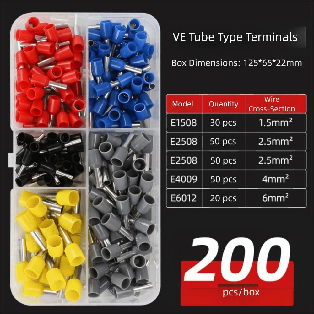 

Предварительно изолированный провод Подключить Изолированный соединитель Обжимной инструмент Комплект Промышленное применение 200PCS