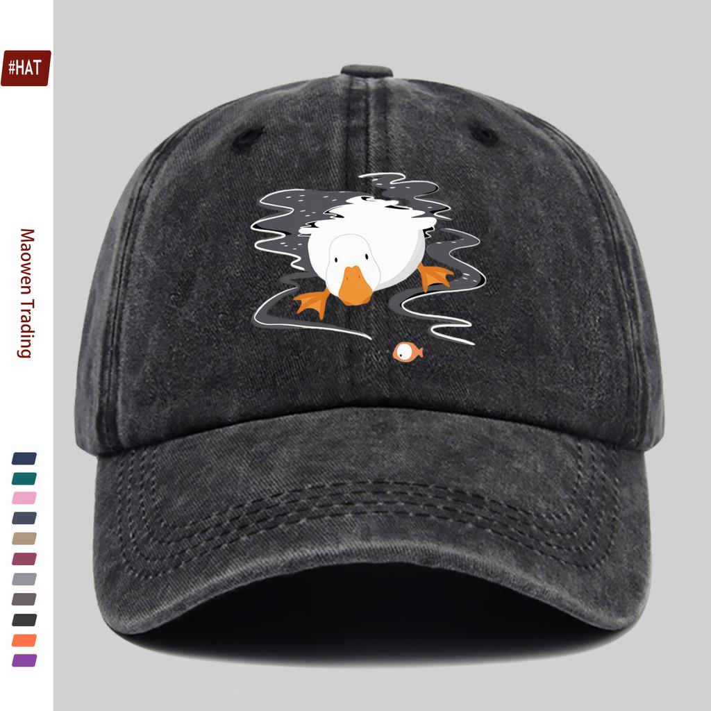 pc Swimming Duck Print Baseball Cap Home Decor Hat Cute Casual Printed Papa Cap Adjustable Strap MultiColor Optional Truck